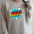 Kids Boys Arlo Comic Book Superhero Name Raglan Sleeve Sweatshirt Heather Forest