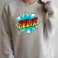 Kids Boys Felix Comic Book Superhero Name Raglan Sleeve Sweatshirt Heather Forest