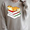 Leopard Gecko Sleeping Books Reading Geckos Raglan Sleeve Sweatshirt Heather Forest