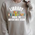 Library Art For Men Women Bookworm Reading Book Lovers Raglan Sleeve Sweatshirt Heather Forest