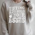 Lifting To Hold More Books Reading Reader Workout Lovers Raglan Sleeve Sweatshirt Heather Forest