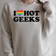I Love Hot Geeks Cute Pride Gamer Book Nerd Fandom Fan Premium Tri-Blend Raglan Sleeve Sweatshirt Heather Forest