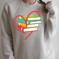 I Love Reading Heart Love Books TShirt Library Bookworm Raglan Sleeve Sweatshirt Heather Forest