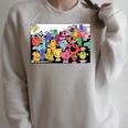 Mr Men Little Miss Retro Colourful Comic Book Scene Raglan Sleeve Sweatshirt Heather Forest