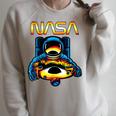 NASA Astronaut In Space Hole Comic Book Style Geek Raglan Sleeve Sweatshirt Heather Forest