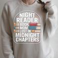 Night Reader Book Mom Lost In Midnight Chapters Raglan Sleeve Sweatshirt Heather Forest