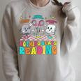 Nothing Beats Reading Cute Rock Paper Scissors Book Lover Raglan Sleeve Sweatshirt Heather Forest