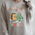 Oh What Fun It Is To Read Christmas Tree Book Lover Groovy Raglan Sleeve Sweatshirt Heather Forest