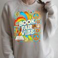 Psychedelic Book Fair For Avid Readers Bookaholic Librarian Raglan Sleeve Sweatshirt Heather Forest