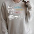 Read Books Drink Coffee Fight Evil Coffee Drinker Raglan Sleeve Sweatshirt Heather Forest