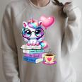 Read Books Be Kind Stay Weird Cute Unicorn Reading Librarian Raglan Sleeve Sweatshirt Heather Forest