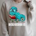 Readasaurus Reading Dinosaur Bookworm Book Reader Meme Raglan Sleeve Sweatshirt Heather Forest Readasaurus Reading Dinosaur Bookworm Book Reader Meme Raglan Sleeve Sweatshirt Heather Forest