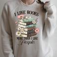 Reading Book Lover Bookish I Like Books More Than People Raglan Sleeve Sweatshirt Heather Forest