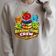 Reading Crew Teacher Literacy Classroom Book Raglan Sleeve Sweatshirt Heather Forest