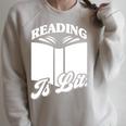 Reading Is Lit Book Lover Raglan Sleeve Sweatshirt Heather Forest