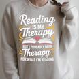 Reading Is My Therapy Bookworm Book Meme Bookish Premium Tri-Blend Raglan Sleeve Sweatshirt Heather Forest