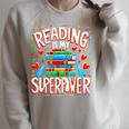 Reading Is My Superpower Bookworm Book Lover Raglan Sleeve Sweatshirt Heather Forest