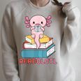 Readolotl Cute Read Axolotl Book Lover Librarian Bookworm Raglan Sleeve Sweatshirt Heather Forest