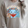 Readsolotl Axolotl Axolotl Lover Kawaii Reading Book Raglan Sleeve Sweatshirt Heather Forest