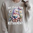 Retired Teacher Gnome Reading A Book Retirement Plan Raglan Sleeve Sweatshirt Heather Forest