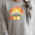 Retro Open Book Rainbow Reading Graphic Raglan Sleeve Sweatshirt Heather Forest