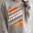 Retro Style Take a Look It's In a Book Raglan Sleeve Sweatshirt Heather Forest
