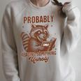 Smut Book Reader Racoon Probably Reading Something Unholy Raglan Sleeve Sweatshirt Heather Forest