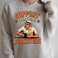 Support Your Local Bookstore Vintage Reader Raglan Sleeve Sweatshirt Heather Forest