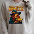 Words Turn To Spells Witchy Magic Book Aesthetic Raglan Sleeve Sweatshirt Heather Forest