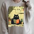 Vintage Japanese Cat Book Lovers Librarian Cat Dad Teacher Raglan Sleeve Sweatshirt Heather Forest