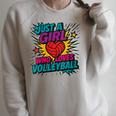 Volleyball Comic Book Art Just a Girl Who Loves Volleyball Raglan Sleeve Sweatshirt Heather Forest