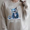 We'Re All Mad Here Cheshire Cat Alice Wonderland Book Kids Raglan Sleeve Sweatshirt Heather Forest