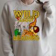 Wild About Reading Back To School Teacher Books Read Raglan Sleeve Sweatshirt Heather Forest