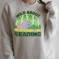 Wild About Reading Books Rhino Pig And Crocodile Raglan Sleeve Sweatshirt Heather Forest