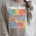 I Will Read Books On A Boat With a Goat On Train Book Lover Raglan Sleeve Sweatshirt Heather Forest