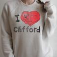 Women's Clifford The Big Red Dog I Heart Clifford Childrens Books Raglan Sleeve Sweatshirt Heather Forest