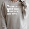 Women's Drink Coffee Read Book Take Naps Books Pajamas Raglan Sleeve Sweatshirt Heather Forest