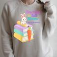 Women's Teaching Spring Semester Bunny Books Pencil Classroom Raglan Sleeve Sweatshirt Heather Forest