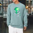 Believe In YourSelf Cute Alien Reading Book Raglan Sleeve Sweatshirt Cardinal