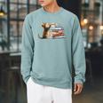 Book Cat Lover Reading Read Books Raglan Sleeve Sweatshirt Cardinal