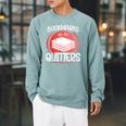 Bookmarks Are For Quitters Reading Reader Book Lover Teacher For Men Women Kids Raglan Sleeve Sweatshirt Cardinal