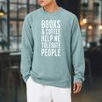 Books & Coffee Help Me Tolerate People Read Coffee Introvert Raglan Sleeve Sweatshirt Cardinal