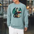 Books Dragon Reading Book Lover Raglan Sleeve Sweatshirt Cardinal