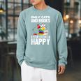 Only Cats And Books Can Make Me Happy Cat Lover Men Women Kids Raglan Sleeve Sweatshirt Cardinal