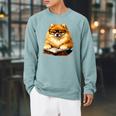 Cute Dog Pomeranian Reading Book Premium Tri-Blend Raglan Sleeve Sweatshirt Cardinal
