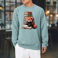 Cute Red Panda Reading Book Animal Bookworm Raglan Sleeve Sweatshirt Cardinal