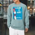 Dr Seuss The Cat In The Hat Book Cover Premium Raglan Sleeve Sweatshirt Cardinal