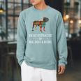 Easily Distracted By Bulldogs & Books Lover Pet Pup Raglan Sleeve Sweatshirt Cardinal