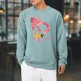 Eric Carle 10 Little Rubber Ducks Flamingo Children's Book Raglan Sleeve Sweatshirt Cardinal