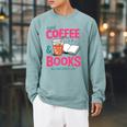 Iced Coffee & Books Reading Lover Trendy Summer Premium Tri-Blend Raglan Sleeve Sweatshirt Cardinal